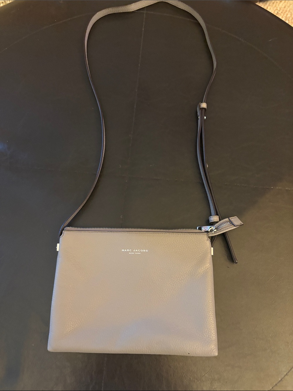Marc Jacobs Taupe /gray Leather Crossbody with Black Strap